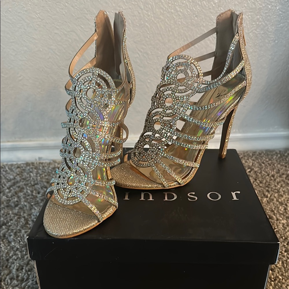 Windsor Glittering Gold Strappy Heels